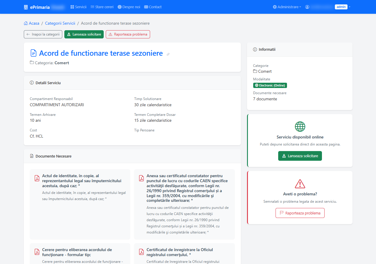 Detalii serviciu public