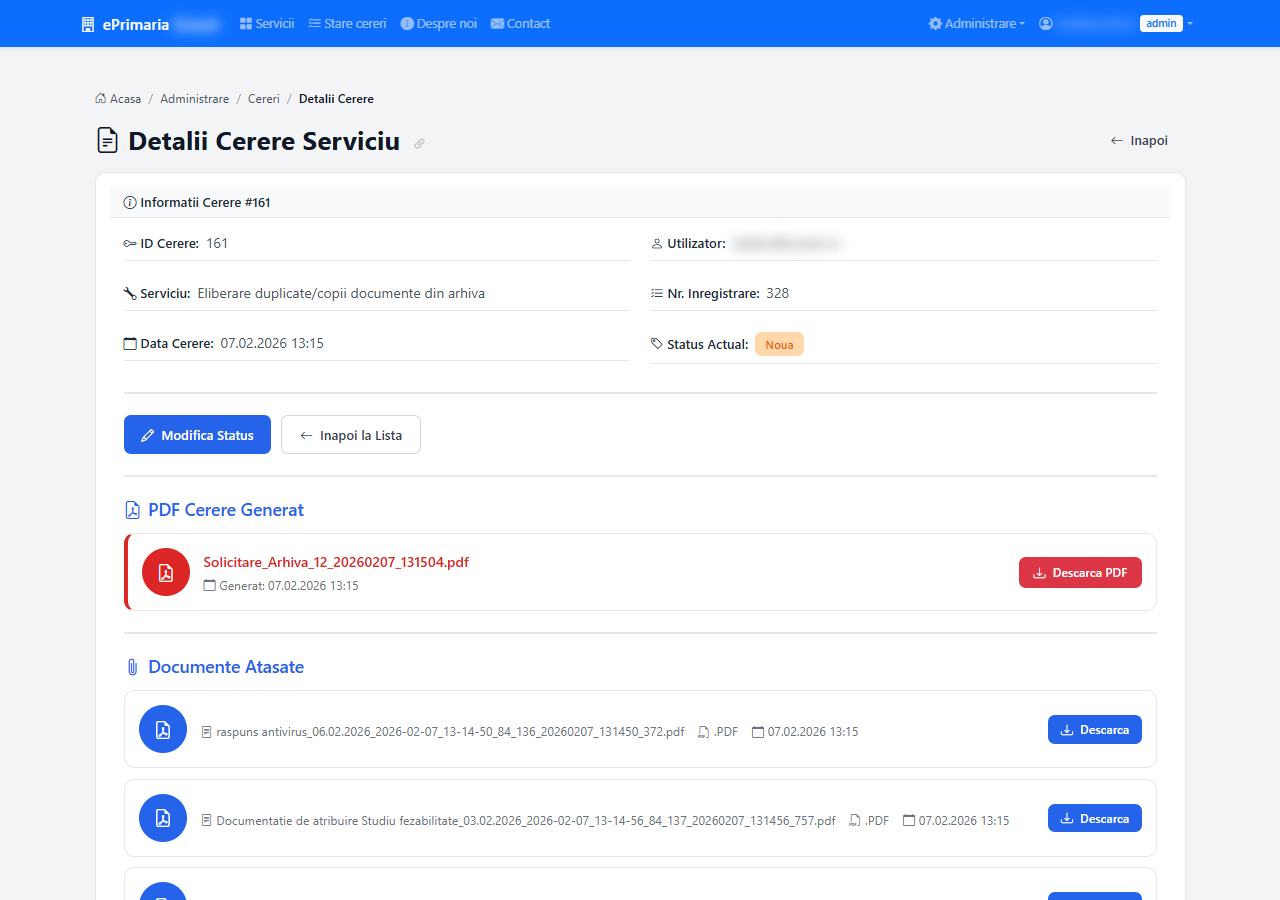 Detalii cerere servicii